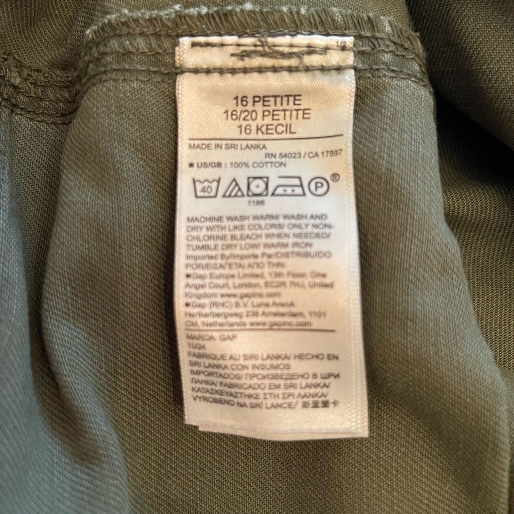 GAP Women’s Mid Rise Twill Barrel Pants 16 Petite Olive Green - Picture 4 of 11